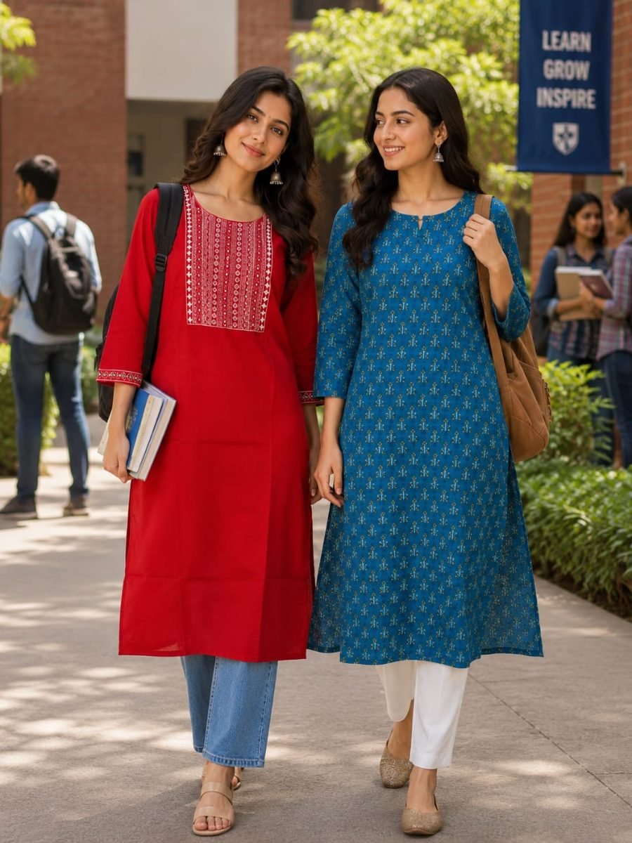 Women’s Pure Cotton College Wear Kurti Combo Pack of 2
