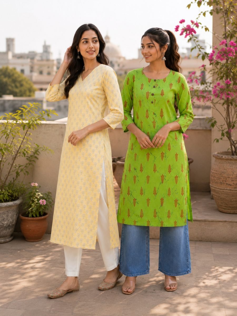 Pure Cotton Long Kurti Combo Set