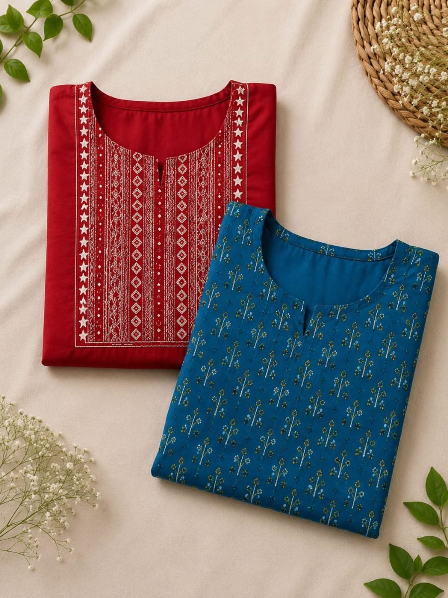 Women’s Pure Cotton College Wear Kurti Combo Pack of 2