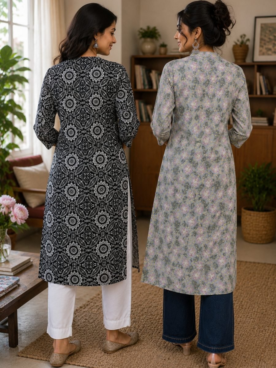Women's Printed Cotton Kurti Combo Pack of 2