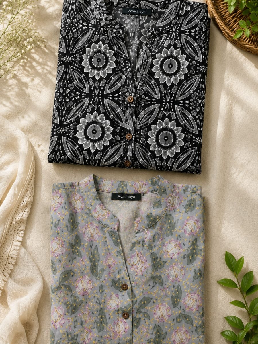 Women's Printed Cotton Kurti Combo Pack of 2