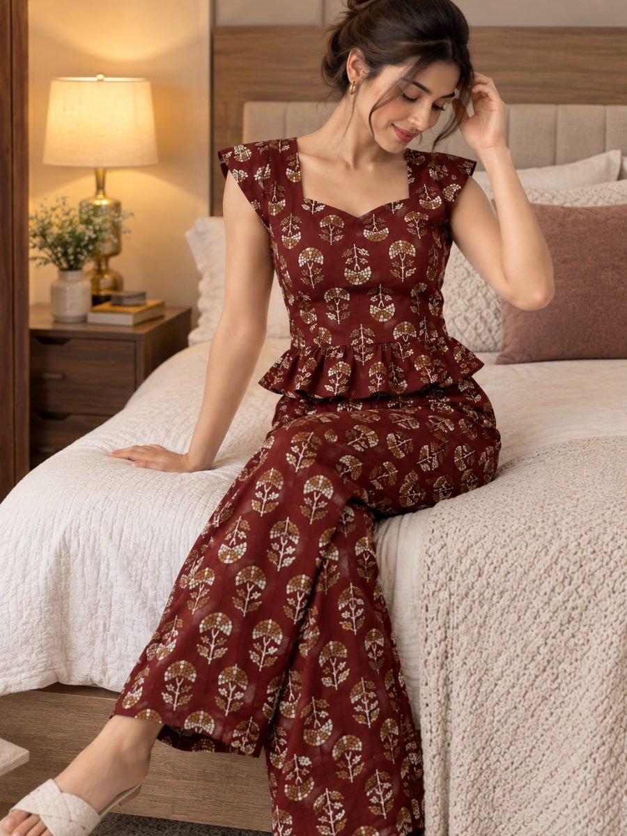 Floral Print Top & Plazzo Pant Co-ord Set