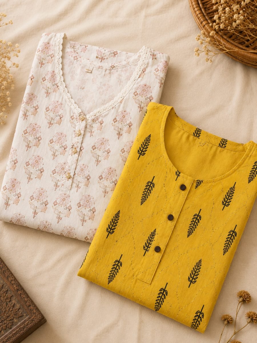 Printed Cotton Kurta Combo for Women