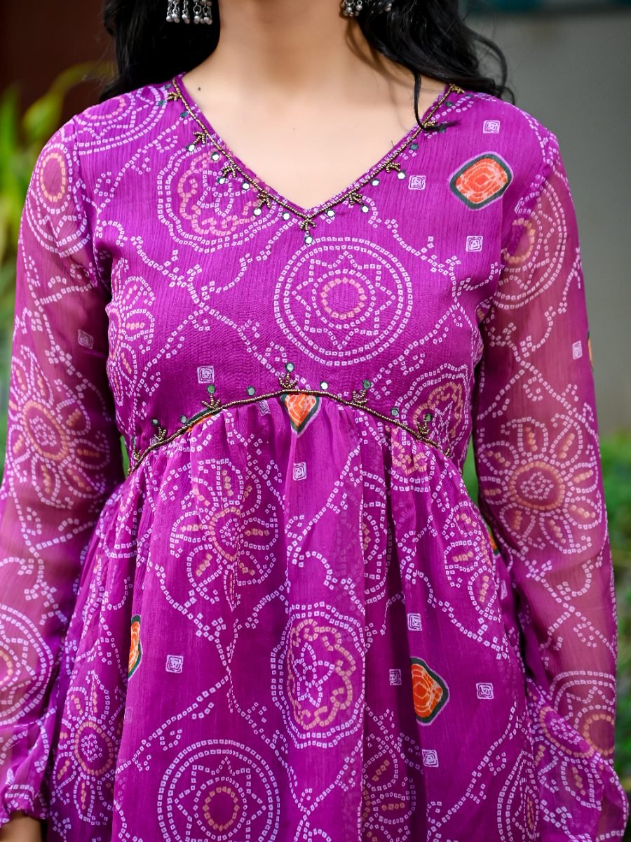 Purple Bandhani Sharara Suit Set