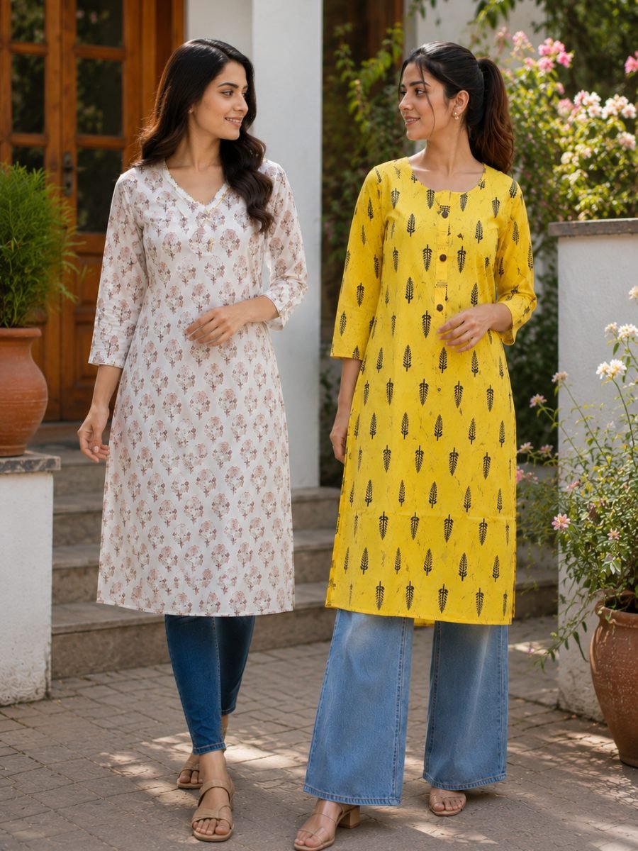 Printed Cotton Kurta Combo for Women