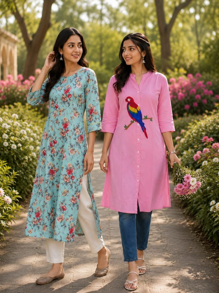 Cotton Long Kurti Combo for Women | Set of 2