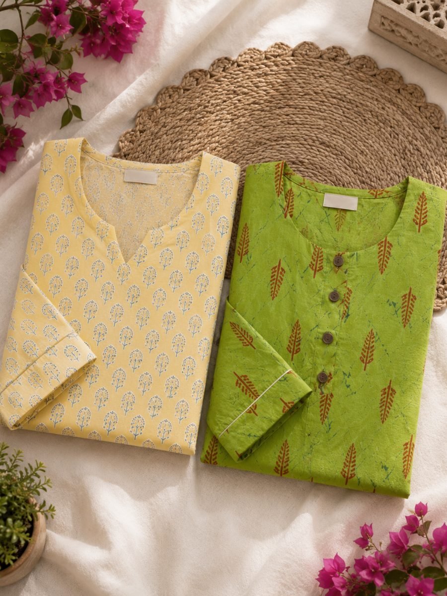 Pure Cotton Long Kurti Combo Set