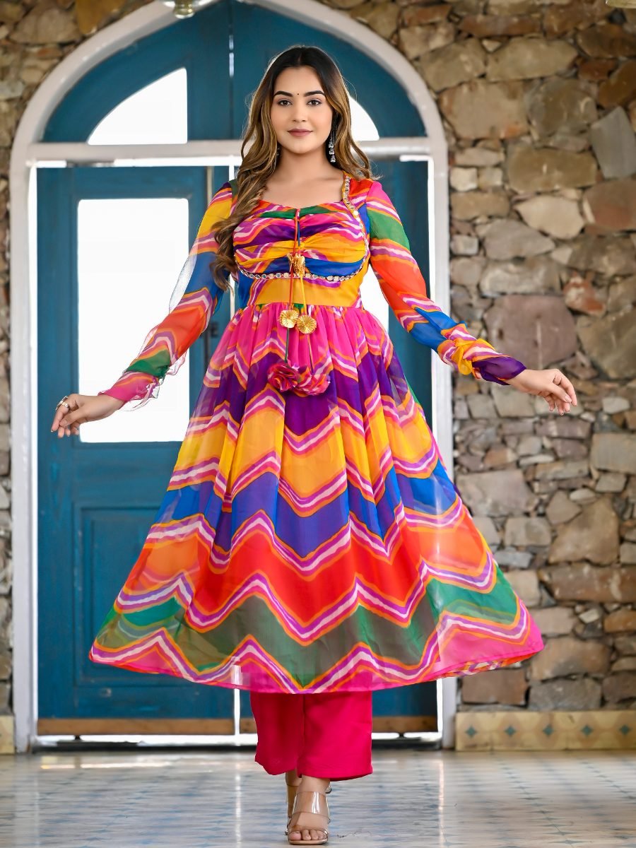 Multi Leheriya Padded Suit Set