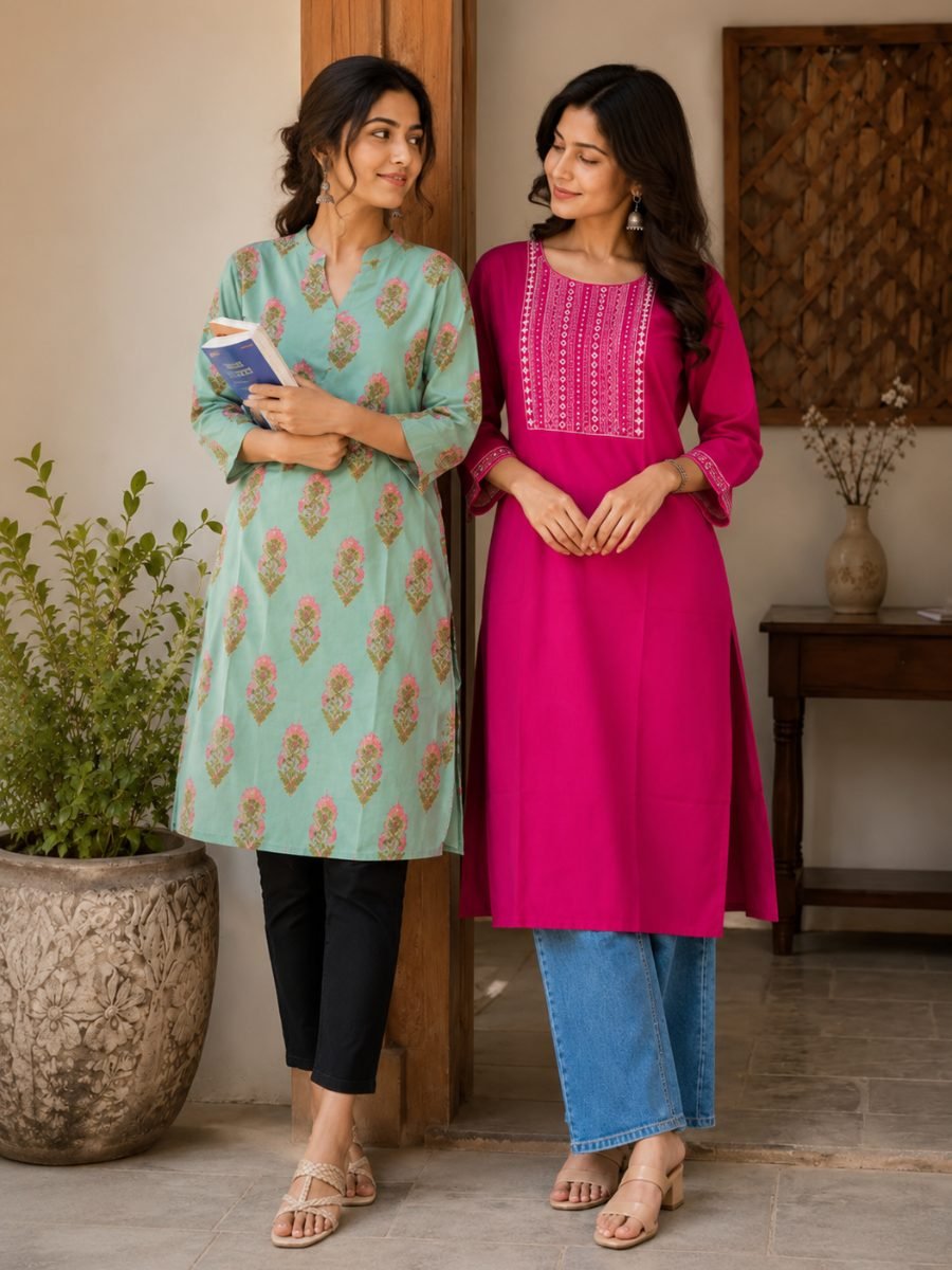 Women's Regular Fit Cotton Kurti Combo Pack