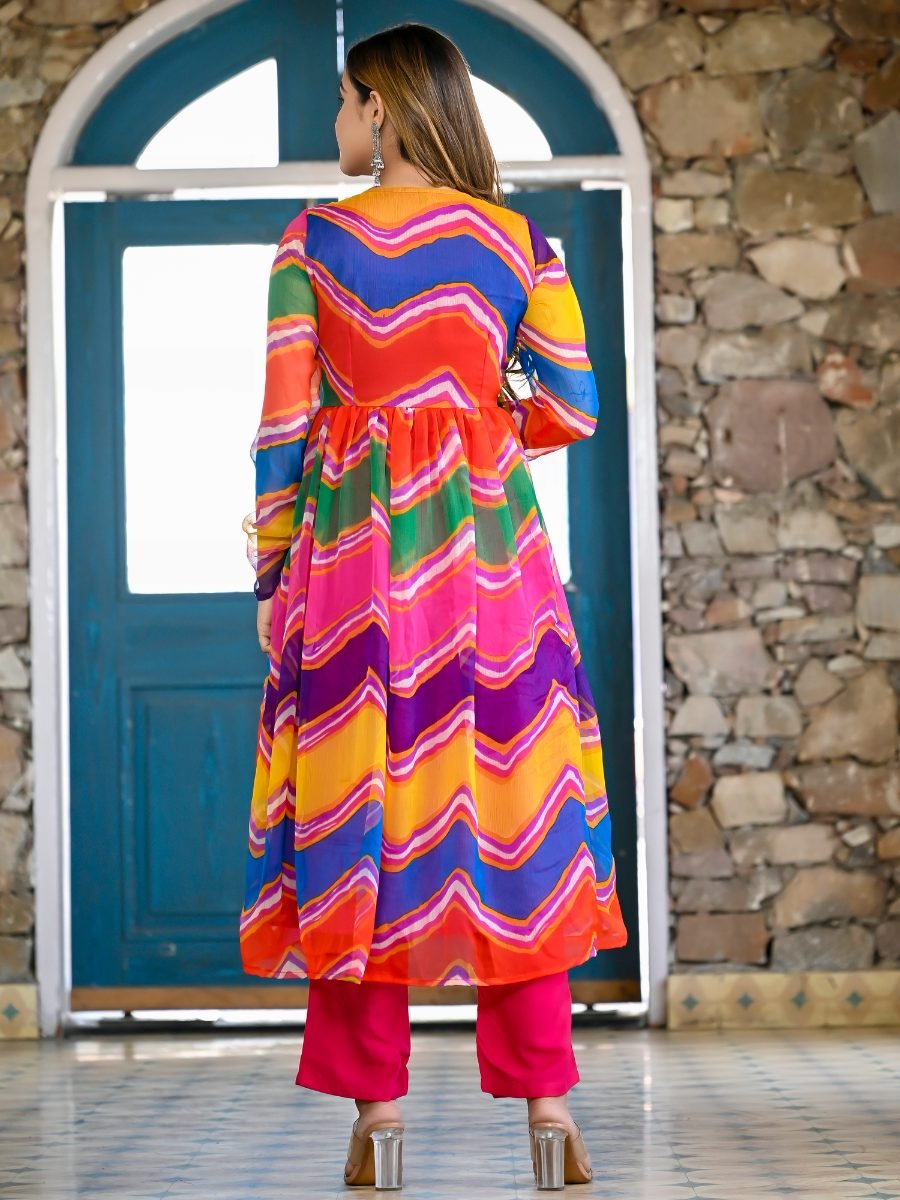 Multi Leheriya Padded Suit Set