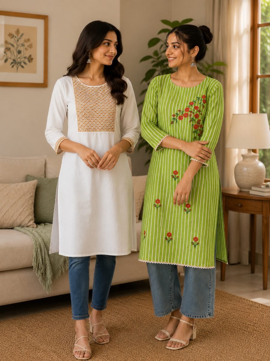 Women's Casual Cotton Kurtis Combo | Soft Fabric Printed Styles