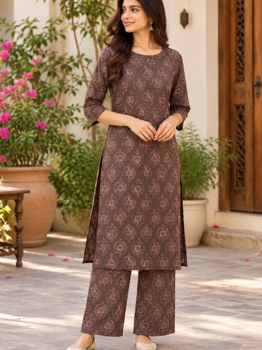 Zariya Ajrakh Printed Kurta Pant Set