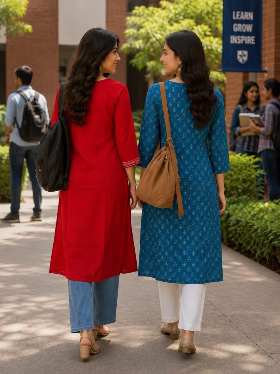 Women’s Pure Cotton College Wear Kurti Combo Pack of 2
