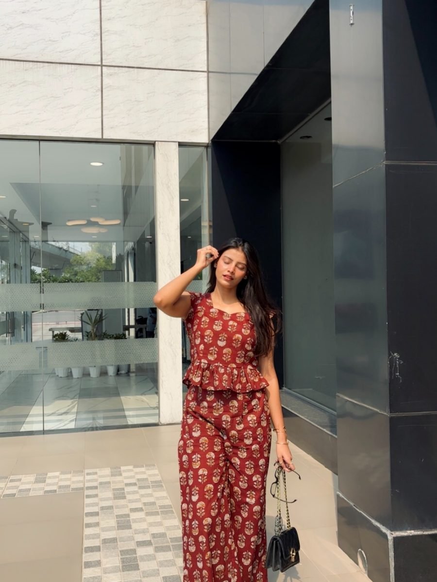 Floral Print Top & Plazzo Pant Co-ord Set