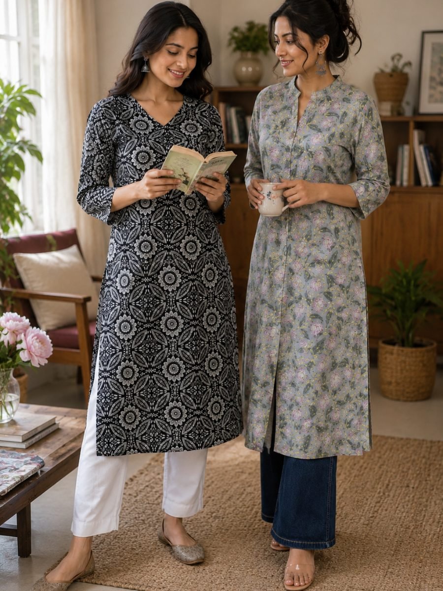 Women's Printed Cotton Kurti Combo Pack of 2