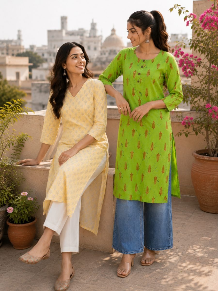 Pure Cotton Long Kurti Combo Set