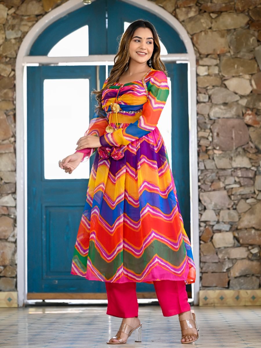 Multi Leheriya Padded Suit Set